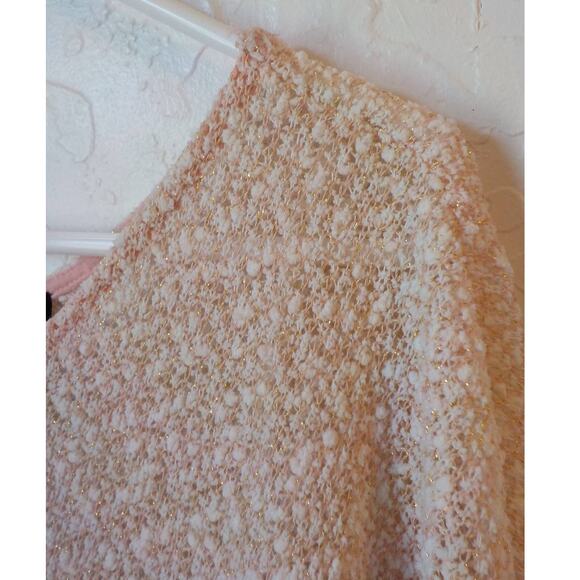 Jessica Simpson Elinah Pink Knit Top Women Sz XS Gold Glitter V-Neck Half Sleeve - Picture 4 of 10